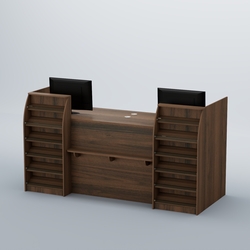 Ресепшен Атлант с фасадными наклонными полочками №3, Орех