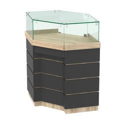 Торговый прилавок угловой внешний с утопленным фасадом №УФ-5, Дуб сонома, Черный