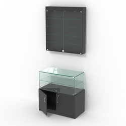 Комбинированный прилавок-витрина с распашными дверками КПВ-01-03, Черный