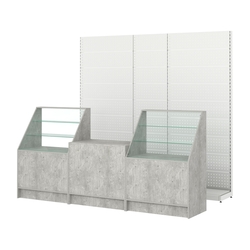 Комплект металлических стеллажей с перфорацией и прилавков ЭК-7, Метрополитан Грей