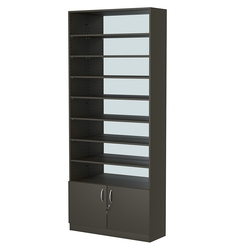 Стеллаж из ДСП с 7-ю полками 300x900 мм серии LEVEL-7 №12-2 (З/C - ЗЕРКАЛО), Черный