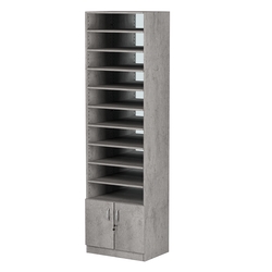 Стеллаж из ДСП с 10-ю полками 400x600 мм серии LEVEL-10 №7-2 (З/C - ЗЕРКАЛО), Бетон Чикаго светло-серый F186 ST9