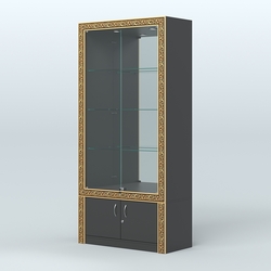 Витрина с декором и зеркалом №ВБА-3, Черный