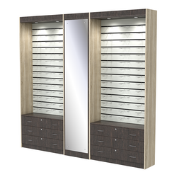 Комплект витрин под очки №11+1+11 (открытый доступ), Дуб Венге и Дуб Сонома