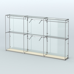 Торговая система ХРОМ (задняя стенка - стекло) 3600 мм с поручнями №5, Крем Вайс