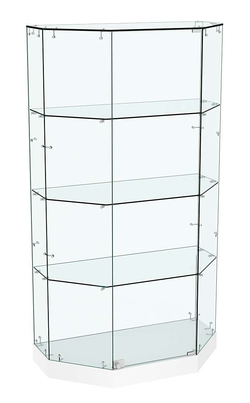 Стеклянная витрина Хит Продаж Трапеция с тремя полками малая №835, Белый