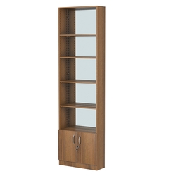 Стеллаж из ДСП с 4-мя полками 200x600 мм серии LEVEL-4 №3-2 (З/C - ЗЕРКАЛО), Орех