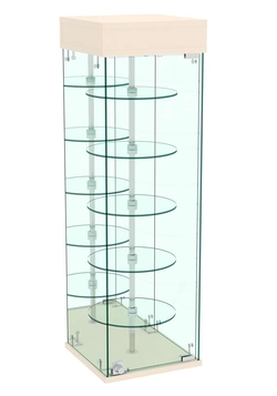 Витрина РОТАЦИЯ настольная с вращающимися полками №27-5 (задняя стенка - зеркало), Крем Вайс