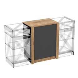 Прилавок из ДСП Модерн №1-КР-900 центральный, Черный + Дуб Канзас коричневый