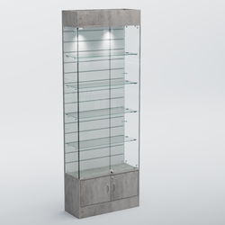 Витрина СЕТЬ №5-П с экономпанелью и полками, Бетон Чикаго светло-серый F186 ST9