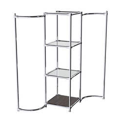 Хромированное вешало ВОЛНА №1-4 с зеркальными полками 4мм, Дуб Венге