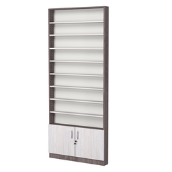 Стеллаж из ДСП с 8-ю полками 100x900 мм серии LEVEL-8 №8 (З/C - ДВП), Ясень Анкор темный + Ясень Анкор светлый