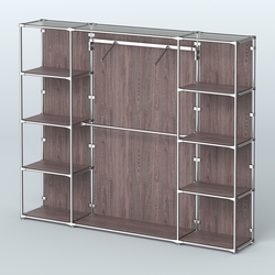 Торговая система ХРОМ (задняя стенка - ДСП) 2430 мм с полками ДСП и поручнями №11, Ясень Анкор темный