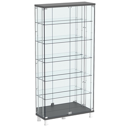 Витрина РОНДО с регулировочными полками №3-4-РЕГ на ножках (задняя стенка зеркало), Темно-Серый