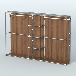 Торговая система ХРОМ (задняя стенка - ДСП) 3600 мм с зеркальными полками и поручнями №12, Орех