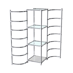 Хромированное вешало ДУГА №1-1 с полками стекло 6 мм, Ясень Анкор светлый - U31104