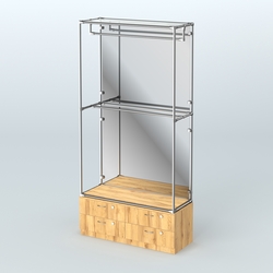 Торговая система ХРОМ (задняя стенка - зеркало) 1200 мм №1-2 с тумбой Т-14 и поручнями, Дуб Золотистый