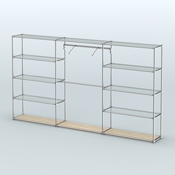 Торговая система ХРОМ без ДСП 3600 мм с прозрачными полками и поручнями №9, Дуб Сонома