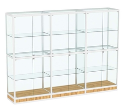 Витрина стеклянная алюминиевая модульная с подиумом и стеклянным верхом ВСА-12, Дуб Золотистый
