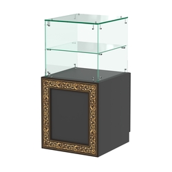 Стеклянный квадратный прилавок с декором №СПБА-10, Черный