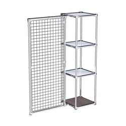 Хромированное вешало ЯЧЕЙКА №1-4 с зеркальными полками 4мм, Ясень Анкор темный