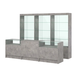 Комплект витрин ЭК-02 и прилавков ЭК-2, Бетон Чикаго светло-серый F186 ST9