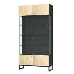 Витрина Монти №2-С, Черный + Дуб Сонома