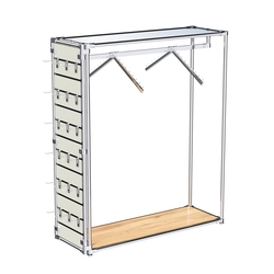 Хромированный стенд-вешало ETD-12 №1-4 (торец-ЭП) с полкой Зеркало 4мм, Дуб Золотистый