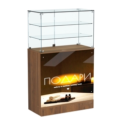 Прилавок со световым коробом и широкими полками №3, Орех