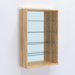 Витрина настенная №202-2Г с четырьмя полками и зеркалом, Дуб Золотистый