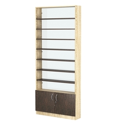 Стеллаж из ДСП с 7-ю полками 200x900 мм серии LEVEL-7 №10-1 (З/C - СТЕКЛО), Дуб Сонома + Дуб Венге