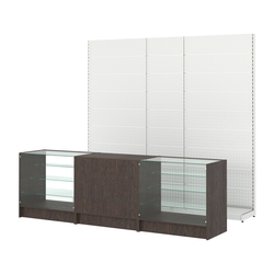 Комплект металлических стеллажей с перфорацией и прилавков ЭК-4, Дуб Венге