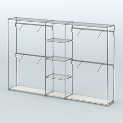 Торговая система ХРОМ без ДСП 3030 мм с прозрачными полками и поручнями №8, Белый