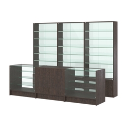 Комплект витрин с наклонными полками SL-6 №12-1 и прилавков ЭК-4, Дуб Венге