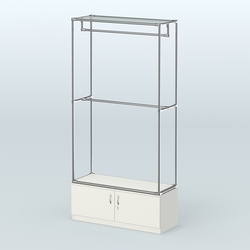 Торговая система ХРОМ без ДСП 1200 мм №1-4 с тумбой Т-21 и поручнями, Белый