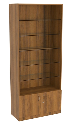 Витрина СЭСП-О №1-400 (З/C - ДВП) со стеклянными полками, Орех