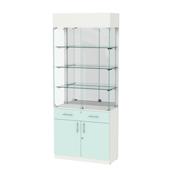 Витрина ювелирная "Диаманд" №15, ЛДСП белый + МДФ мята