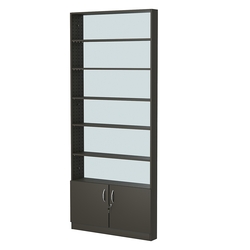 Стеллаж из ДСП с 5-ю полками 100x900 мм серии LEVEL-5 №8-2 (З/C - ЗЕРКАЛО), Черный