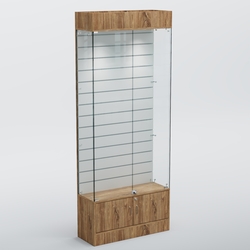 Витрина СЕТЬ №4 с экономпанелью, Дуб Канзас коричневый