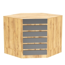 Торговый стол-прилавок внутренний с фасадными панелями №15Э, Дуб Золотистый и Темно-Серый