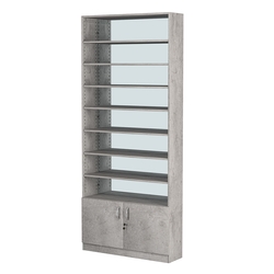 Стеллаж из ДСП с 7-ю полками 250x900 мм серии LEVEL-7 №11-2 (З/C - ЗЕРКАЛО), Бетон Чикаго светло-серый F186 ST9