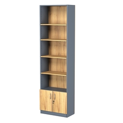 Стеллаж из ДСП с 4-мя полками 300x600 мм серии LEVEL-4 №5 (З/C - ДВП), Темно-серый и Дуб Золотистый