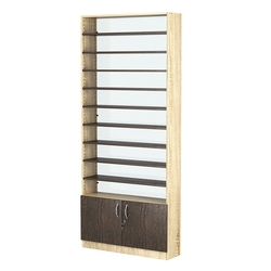 Стеллаж из ДСП с 10-ю полками 250x900 мм серии LEVEL-10 №11-1 (З/C - СТЕКЛО), Дуб Сонома + Дуб Венге