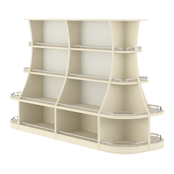 Островной низкий стеллаж ГАРАНТ №3-О с ограничителями, Крем Вайс + Белый