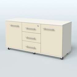 Тумба сервисная Индиго с 3 ящиками с замком и 2 фасадами, Белый + Крем Вайс