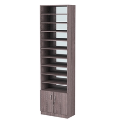 Стеллаж из ДСП с 9-ю полками 300x600 мм серии LEVEL-9 №5-2 (З/C - ЗЕРКАЛО), Ясень Анкор темный