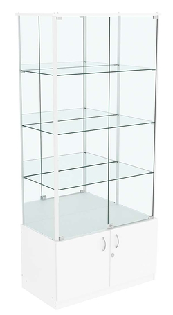 Витрина ЛЮКС с зеркальной задней стенкой №3 без подсветки, Белый