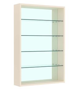 Витрина настенная №2-2Г с четырьмя полками и зеркалом, Крем Вайс