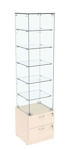 Витрина ХРУСТАЛЬ №506 стаканчик (задняя стенка - стекло), Крем Вайс