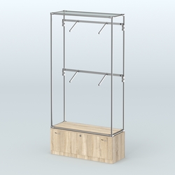 Торговая система ХРОМ без ДСП 1200 мм №3-1 с тумбой Т-11 и поручнями, Дуб Сонома